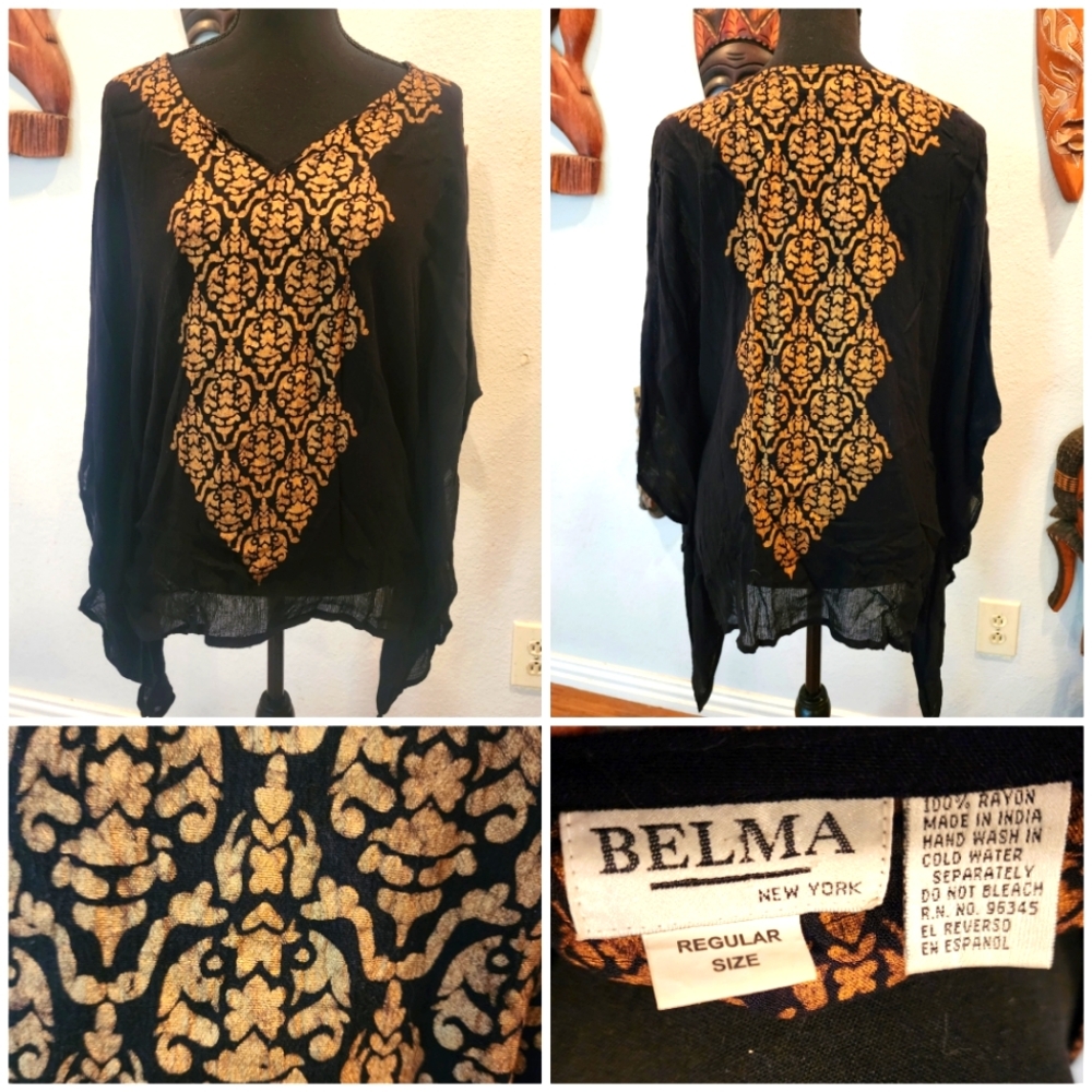 Black/Brown Tunic Top, Regular Size (Fits M/L)